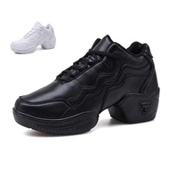 Women's Leather Dance Sneakers - Lightweight, Cushioned Sole, Waterproof