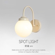 Cream Style Vanilla Wall Lamp Master Bedroom Bedside French Medieval Room Modern Simple Glass U4J3 L
