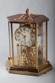 * 德國 KUNDO 400日旋轉鐘 玻璃罩 羅馬字 機械銅鐘 收藏 古董座鐘 古董鐘