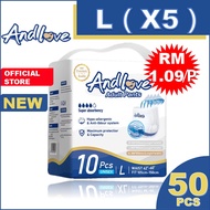 [24 hours delivery] ANDLOVE Adult Diapers L (5Packs/50Pcs） Adult Pull-Up Pants, Leak-Proof