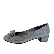 【二手】 Salvatore Ferragamo Vara 鑲鑽高跟鞋，24碼，銀色