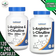 L-Arginine & L-Citrulline Nutricost, 120 Caps or Nutricost, L-Arginine + L-Citrulline, 240 Capsules