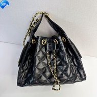 Xiaoxiang 25C Drawstring Bohemian Shoulder Bag First Layer Cowhide Hobo Underarm Bag Genuine Leather