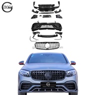 GLC63 bumper kit for Mercedes C253 GLC Coupe to GLC63 AMG body kit front bumper front lip car grill