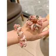 Sweet and Cute Flower Telephone Line Hair Ring Hair Rope Women's High-end Meatballs Hair Rope Hair A