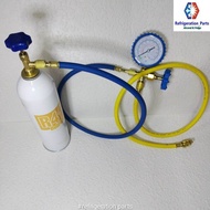 CZ R410a gas botol penghawa dingin set 冷气机外机进气体 gas air-conditioner +opener gas bottle + charging ho