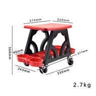 ；‘【- Car Detailing Stool Chair Wheels Roller Creeper Seat With Storage Holder For Wax Polishing Projects Car Beauty Polishing Tool