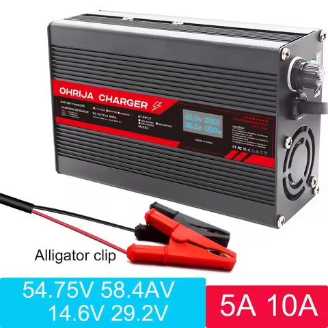 OHRIJA CL 14.6V 29.2V 10A LiFeP04 Charger For 48V LiFeP04 Battery Charger Alligator clip Connector 5