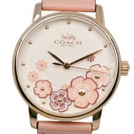 Coach 手錶 CA.113.7.34.1539，不鏽鋼和皮革錶帶，石英，模擬，白色錶盤，女士。