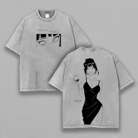 Hinata Hyuga T Shirt Naruto Women Acid Wash Back Print Dress Anime Graphic Cotton Streetwear Byakuga