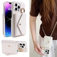 Bao da PU cao cấp sang trọng có túi đeo chéo bằng kim loại cho 16 15 14 Plus 13 12 11 Pro Max đựng t