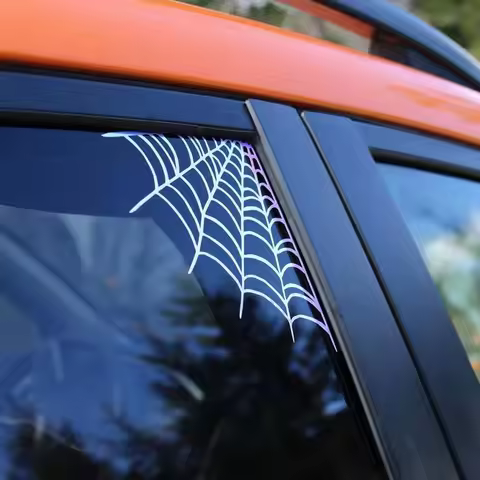 Spider web car stickers, Gothic car accessories, Gothic car mirror stickers, in various colors