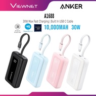 ANKER A1688 ZOLO POWER BANK 10000MAH 30W FAST CHARGE | BUILT IN USB C CABLE |  TWO WAY FAST CHARGING