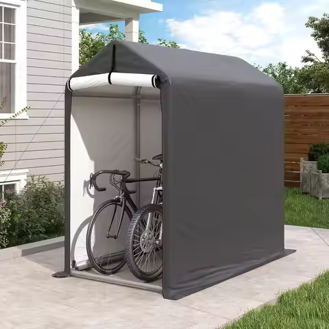 Heavy-Duty 6x3ft Portable Outdoor Storage Shed with Roll-Up Door for Bikes, Mowers, and Garden Tools