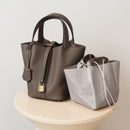 Top Grain TOGO Leather Bucket Bag Women’s Mini Tote Lock Detail Urban Style