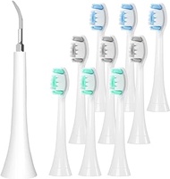 Replacement Toothbrush Heads Compatible with Philips Sonicare, 9 Pcs Professional Electric Toothbrush Heads &amp; 1 Pcs Plaque/Tartar Remover for Teeth, Soft Brush Head Refill for Phillips Sonic Care