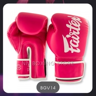 Fairtex Boxing Gloves BGV14 Pink-White logo 10121416 oz. Sparring MMA K1 แฟร์แท็ค สีชมพู โลโกขาว ผลิ