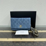 CHANEL 22C牛仔金球woc肩背斜背包 19*4.5*12 全新閒置配件盒子塵袋