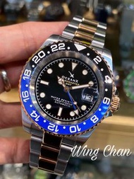 全新 行貨 有門市 OceanX SHARKMASTER GMT STEEL AUTOMATIC WATCH 500 SMS-GMT-542 黑藍雙色夜光陶瓷圈 玫瑰金鋼錶帶 500米深潛 42mm 