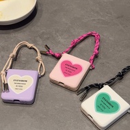 Korea Barbie Love Original Samsung Z Flip 6 5 3 4 ZFlip6 Flip5 Phone Case Side Buckle Leather Textur