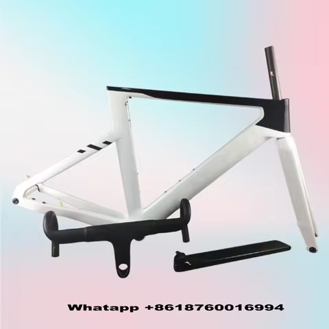 T1100 Aero CF SLX Road Carbon Frame White Disc Brake Road Frameset with Handlebar