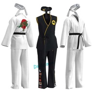 Kids Karate KOF Cobra Kai Cosplay Costume Kid Aldult Black White Kimono Uniform Headband Anime