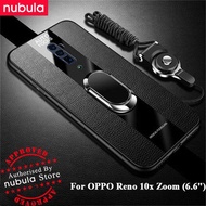 NUBULA untuk OPPO Reno 10x Zoom (6.6") Casing PU Leather Protective Case Soft Edge OPPO Reno 10x Shockproof Cover Silicone Phone Case With Holder Lanyard For OPPO Reno 10x Zoom