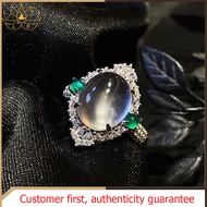 LR-S925 silver plated imitation natural frothy chalcedony ring fashion temperament opening adjustabl