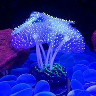 Glowing Anemone Aquarium Decoration Luminous Artificial Sea Anemone for Fish Tank Soft Silicone Cora