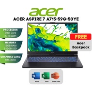 ACER ASPIRE 7 A715-59G-50YE BLACK i5-13420H RTX3050 6GD6 16GD4 DDR4 512GB SSD 15.6" FHD 144Hz