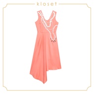 Kloset Embellished Flowing Midi Dress (RS19-D002)เสื้อผ้าผู้หญิง เสื้อผ้าแฟชั่น เดรสแฟชั่น เดรสปัก เ