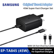 Samsung 45W Travel Adapter 5A Super Fast Charging PD 3.0 Fast Charger USB Type-C UK Plug Wall Adapter For Galaxy S22 Ultra S21 Note 20 10 10+ Tab S8 With USB-C to USB-C Cable