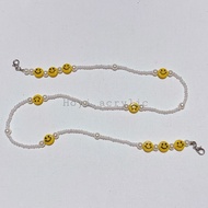Mask strap - glasses strap mixed with smiley face charm /Hoyi.acrylic