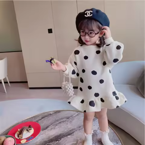 1-9Y Girls' hoodie casual skirt Spring and autumn children's dress foreign style dress children's ba