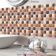 Gen Y Station 6PCS 3D Mosaic Waterproof Bathroom Kitchen Decoration PVC Tiles Decal Sticker