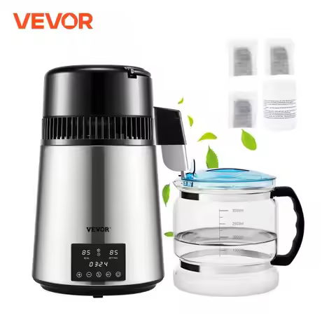 VEVOR 4L Water Distiller Purifier Filter Dispenser Drinking Bottle Softener Dual Temp Display Overhe