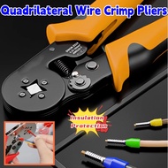songni Quadrilateral Wire Crimp Pliers and Terminals Set Ferrule Crimping Tool Crimper Cable Cutter with Terminals Connectors
