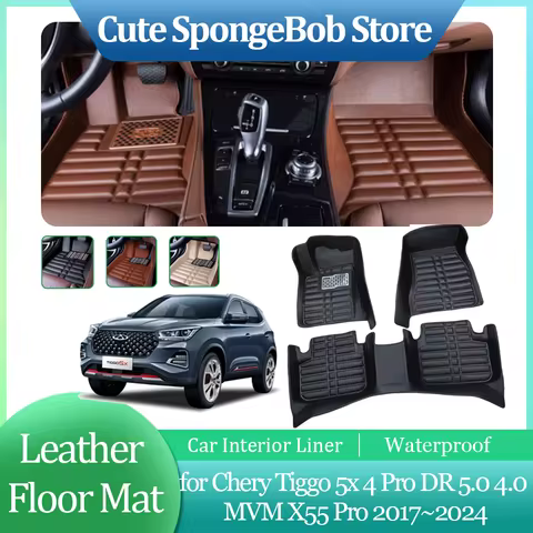 Car Leather Floor Mat for Chery Tiggo 5x 4 Pro MVM X55 Pro 2017~2024 2018 Anti-dirty Foot Liner Wate