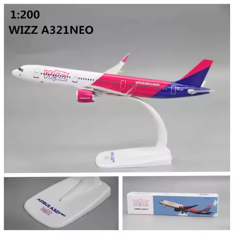 21cm 1/200 Scale WIZZ AIR A321 NEO Aircraft Airways Model with Base Airplane Toys Decoration Gifts C