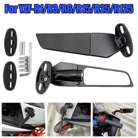 Wind Wing Rearview Mirror Rear View Mirrors For Yamaha YZFR1 YZFR3 YZFR6 YZFR15 YZFR25 YZFR125 YZF R