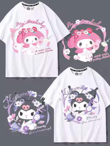 (Uniqlo)Cartoon Sanrio T-shirt Women Cotton Tshirt Tees Anime Loose T Shirts Outdoor Loose Fitting S