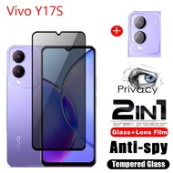Vivo Y17S 5G 2024 Privacy Tempered Glass Screen Protector 2in1 full Cover Phone Protective Film For VivoY17S Y 17S Camera Lens