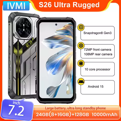 [World First] IVMI Durable S26 Rugged Smartphone 24GB+128GB RAM 90Hz 7.2-inch HD+Screen Android 15 1