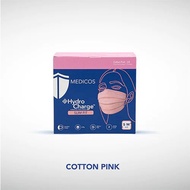 MEDICOS HYDROCHARGE 4PLY FACE MASK 50'S (SLIM FIT - S/ M SIZE) - COTTON PINK