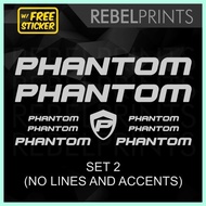 ▬ ☃ ☣ ♞,♘,♙PHANTOM Bike Frame Vinyl Sticker Decal for Mountain Bike and Road Bike and Fixie