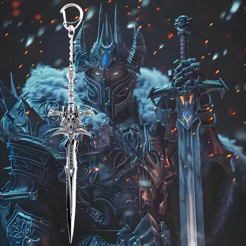 14CM Game World of Warcraft Weapon Frostmourne Sword Keychain Lich King Sheep Head Sword Keyring Wea
