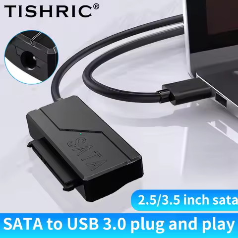TISHRIC SATA to USB Cable USB 3.0 To 22 pin Sata Adapter for 2.5/3.5 Inch High Speed Transmission Ex