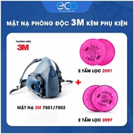 3M Mask Combo 7501/7502 + Filter 2091/2097 – Fine Dust Filter, Welding Smoke, Ozone Gas, Genuine 3M 