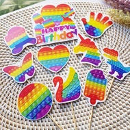 hiasan kue ulang tahun cake topper satu set tema Pop it