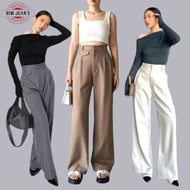 BJ Oro Pants High Waist | WOMEN'S LONG PANTS | Anti-Wrinkle Elastic Waist Knit Fabric Culottes
